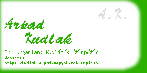 arpad kudlak business card